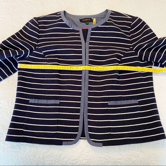 Talbots Navy and White Stripe Jacket - 14 - Picture 10 of 14